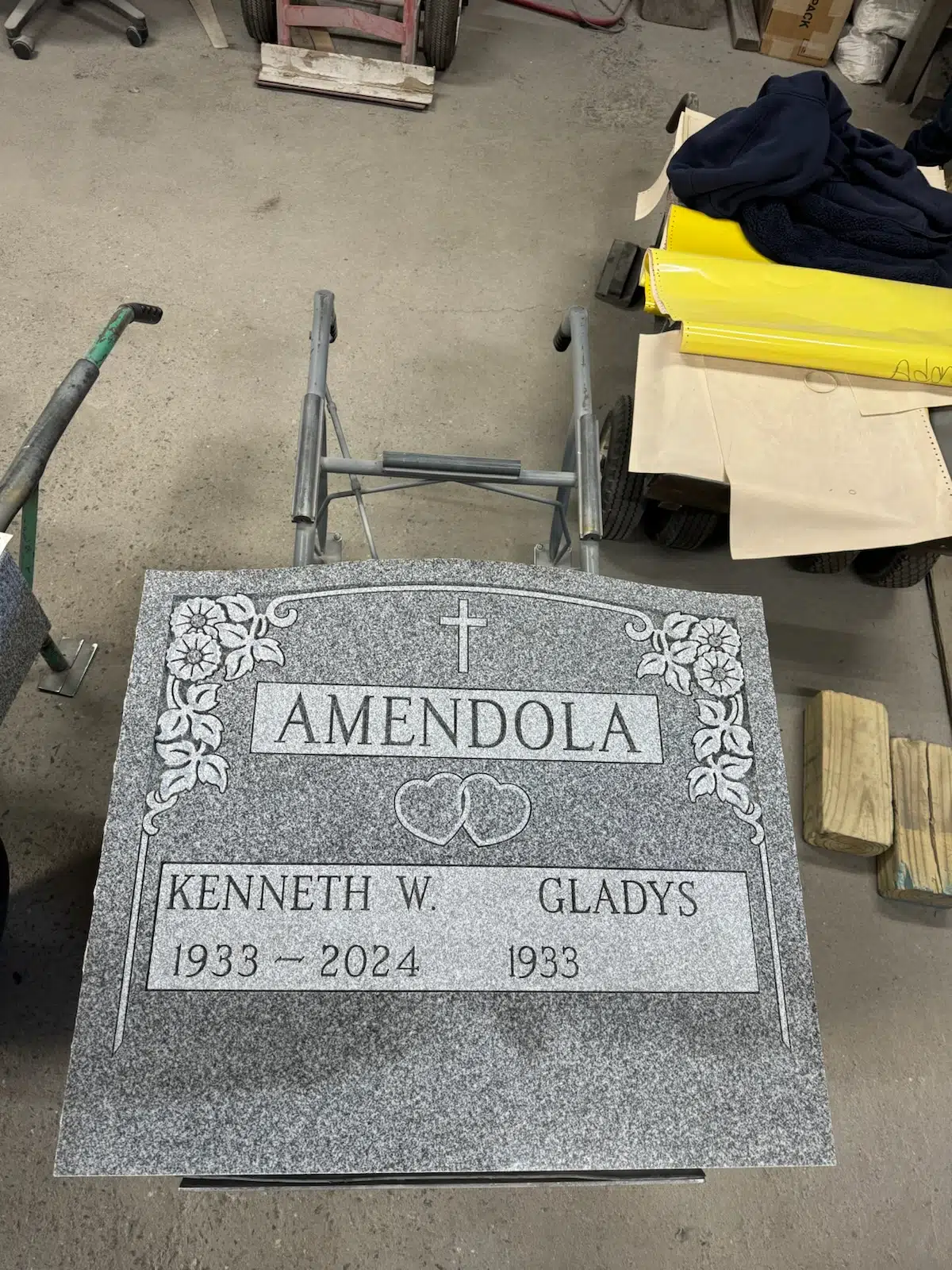 Granite Memorial Bench hand-carved by NJ Cemetery Benches in NJ — image 3