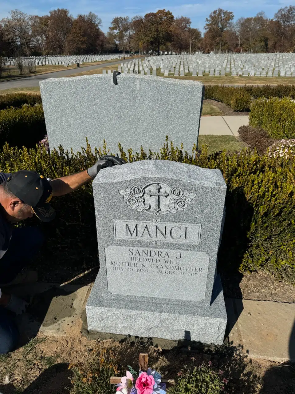 Granite Memorial Bench hand-carved by NJ Cemetery Benches in NJ — image 9