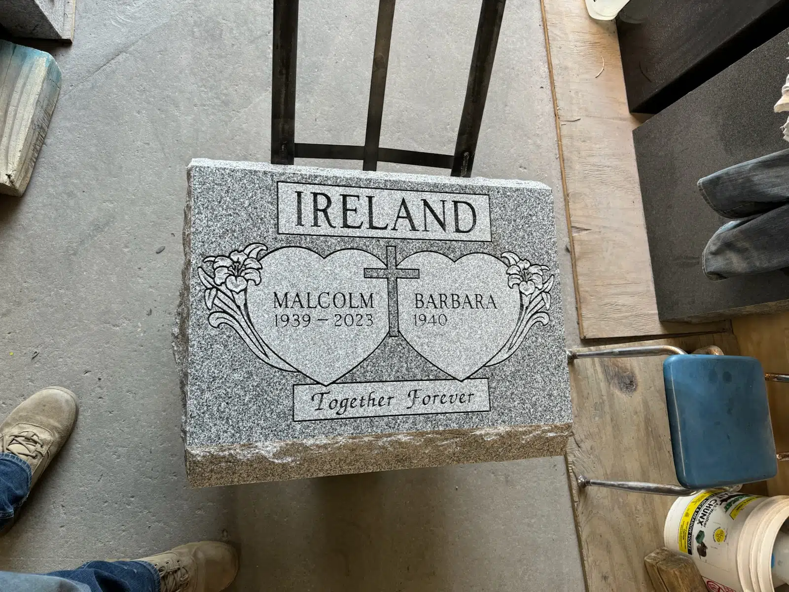 Granite Memorial Bench hand-carved by NJ Cemetery Benches in NJ — image 3